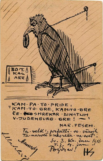 Self-caricature as a Bird by Hinko Smrekar